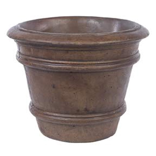 Solid Rock Stoneworks Sm Double Rim Planter- 12"Tall x 15"d- Java