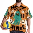 thumbnail image 4 of Halloween Font Men's Short Sleeve Spread Collar Poplin Button Down Casual Printed Summer Beach Unisex Shirts, 4 of 6