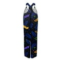 thumbnail image 3 of Fgvctg Mardi Gras Jumpsuits for Women Dressy Sleeveless Carnival Party Spaghetti Straps Overalls Trendy Wide Leg Pant Mask Print Bib Overalls Rompers Sprimg Pant With Pockets Dark Blue S, 3 of 4