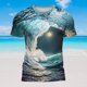 thumbnail image 3 of Ceisia Men's Slim Fit Short Sleeve T-Shirt 3D Natural Landscape Print Ocean & Wave Spring Summer Shirt Gift, 3 of 6