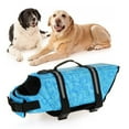 thumbnail image 4 of Chaleco salvavidas para perros con patrón de hueso azul, chaleco reflectante de flotación para perros y mascotas, para navegar, nadar, talla M, 4 of 10