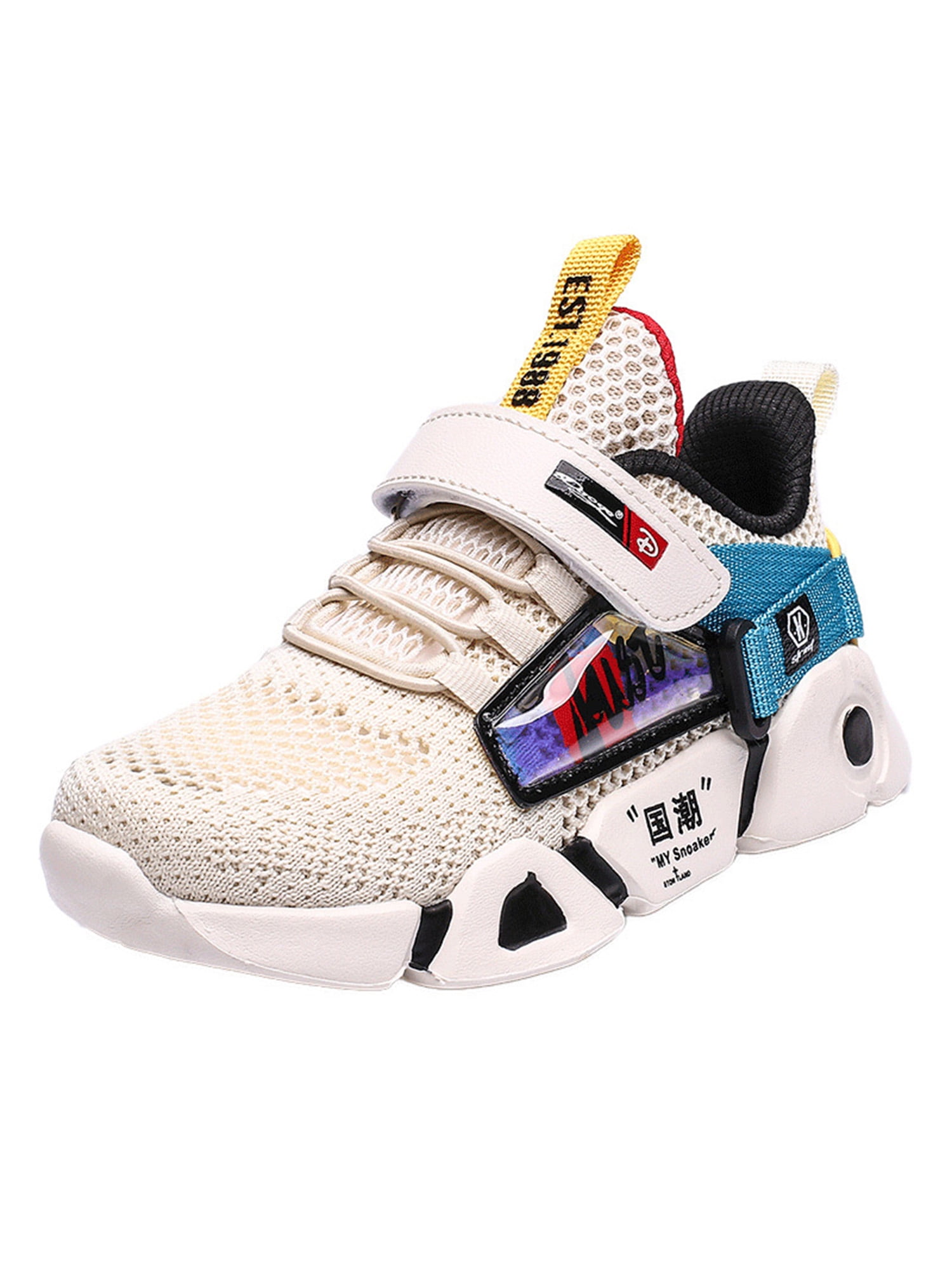 Kids Trainers Low Top Running Shoes Sneakers Infant Girls Boys Star Pattern School Sports Flat Shoes Hook & Loop Style Breathable Casual Shoes