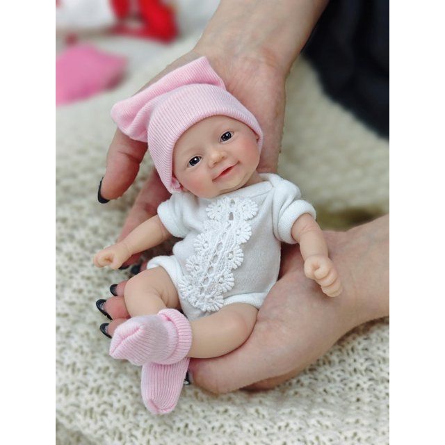 Muñeca Reborn MYREBABY en miniatura de silicona de 18 cm con accesorios