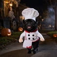 thumbnail image 4 of Dog Chef Halloween Costume - Halloween Scary Dog Costume with Knife and Hat, Pet Cosplay Outfit with Arms, Trimmable Hook & Loop Fastener for Fitting Small Medium Large Dogs, 4 of 7