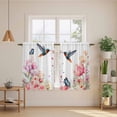 thumbnail image 2 of Pink Flower Kitchen Curtains 45 Inch Length, Spring Floral Butterflies Birds Farmhouse Tiers Curtains for Bathroom Bedroom Cafe, Light Filtering Small Window Treatment Short Drapes 2 Panels 42"Wx45"L, 2 of 8