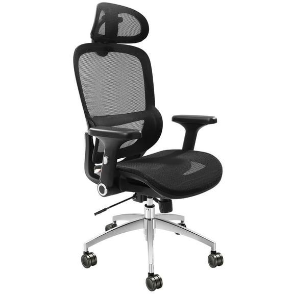 KFFKFF Mesh-Constructed Office Chair, Modifiable Elevated Back Support Desk Chair, Tilt and Height Customizable Home Office Chair with Back and Head Rest, Rotating Computer Work Chair