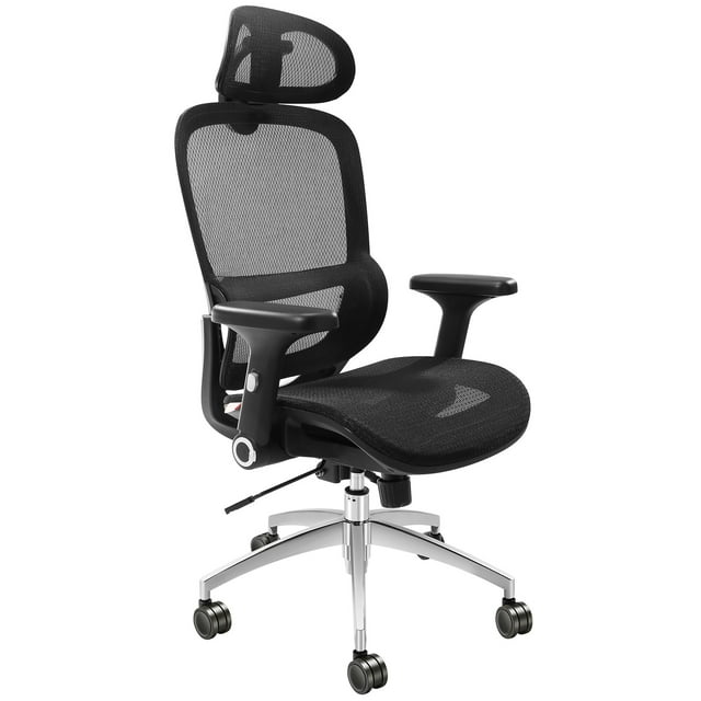 KFFKFF Chaise de Bureau à Structure en Maille, Chaise de Bureau Modulable avec Soutien Dorsal Surélevé et Coussin en Maille, Chaise de Bureau à Domicile Réglable en Inclinaison et en Hauteur avec Dossier et Appuie-Tête
