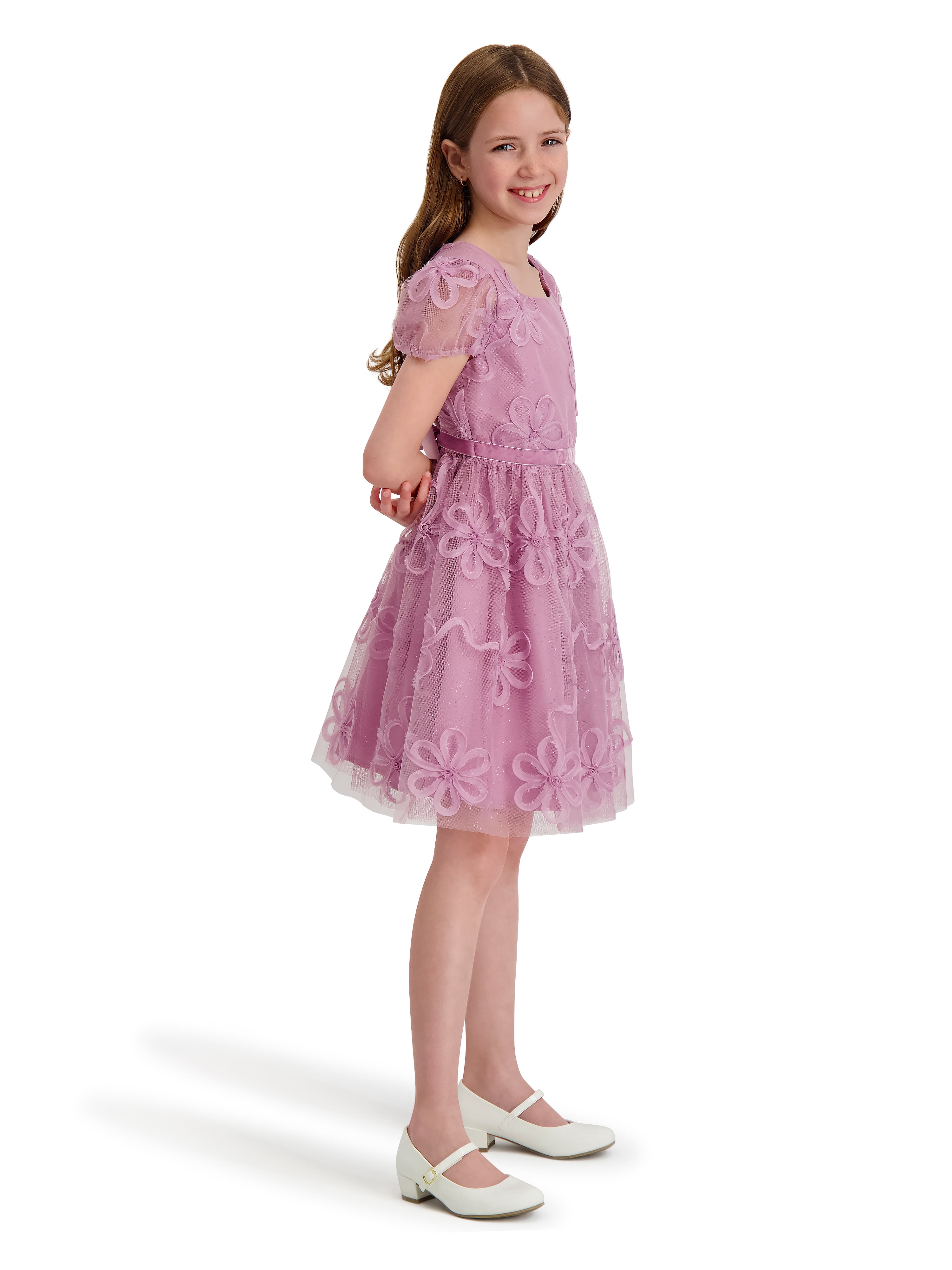 Kensie Girl Floral Soutache Mesh Short Sleeve Dress, Sizes 4-16