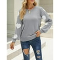 thumbnail image 3 of Sweaters for Women Crew Neck Long Sleeve Womens Sweaters Heart Print Pullover Winter Sweaters Alsol Lamesa, 3 of 6