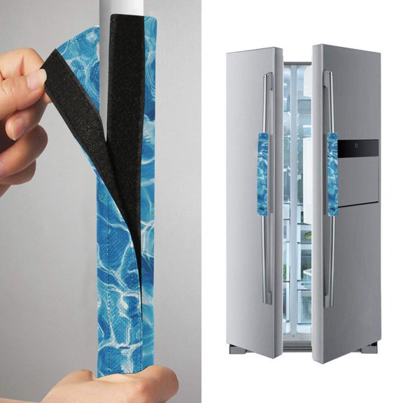2pcs Home Appliance Handle Covers Refrigerator Door Handle Covers for Kitchen, Fridge Door Decor Blue The Texture