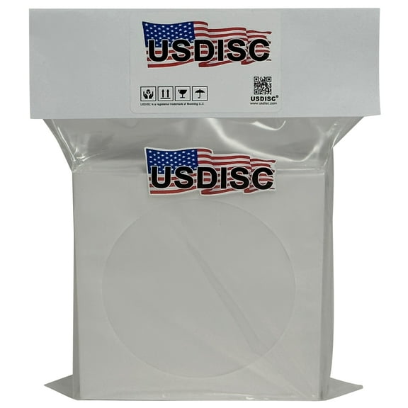 USDISC Paper Sleeves 80g Window, Flap, White, Pack Of 2000