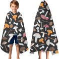 thumbnail image 3 of Colorful Mushroom Mixed Black Pattern Hooded Bath Towel，60"x35" for Ages 3 To 12 Kids, Quick Dry Lightweight Soft Microfiber Hood Beach Towel Cover Up for Kids, 3 of 7
