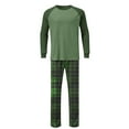 thumbnail image 5 of Mens Ultra Soft Pajama Tops 2 Pieces Sets Color Block Tops Nightgown Long Sleeve Round Neck Pullover Sweater Blouses Stripe Checked Sleep Pants Light Breathable Two Piece Sets Loungewear, 5 of 7