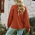 thumbnail image 4 of Camiseta holgada de punto con cuello en V para mujer Otoño Invierno Color sólido para vacaciones de ocio, 4 of 6