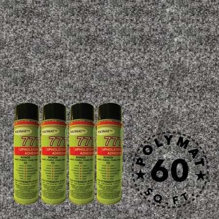 Polymat 16FT x 3.75FT Charcoal Speaker Box Carpet +4 Cans 777 Fabric Spray