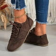 thumbnail image 6 of QWKLEAJ Women’s Lace Up Suede Flat Sneakers, Minimalist Moccasin Casual Walking Shoes Lightweight Non Slip Low Profile Trainers for Daily Street Outdoor Fashion Footwear Brown 7.5, 6 of 6