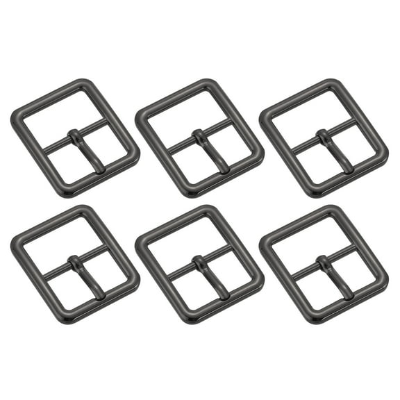 Uxcell Metal Roller Buckle, 6Pack 1.02 Inch Single Prong Belt Buckle Square Center Bar Buckles for Leather Craft Accessories Belt, Black