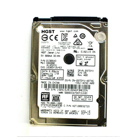 Original Dell Alienware 15 R2 17 R3 Laptop Hard Drive HGST 97DYV 1TB 2.5" SATA 6.0Gb/s 7200 RPM