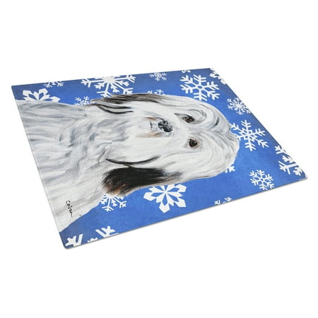 

Carolines Treasures SC9785LCB Havanese Winter Snowflakes Glass Cutting Board Large 12H x 16W multicolor