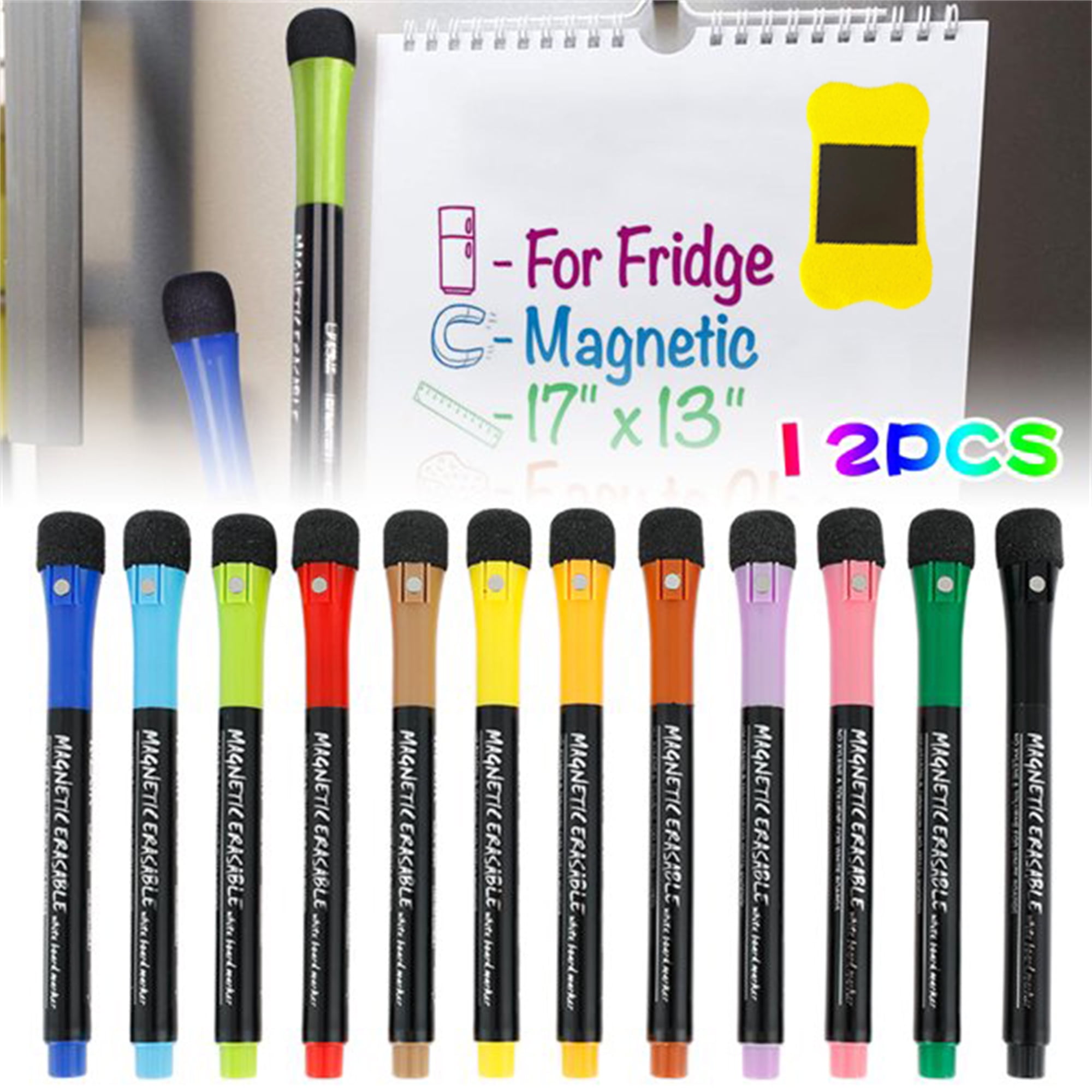 12 Colors Fine Point Dry Erase Marker for Kids Whiteboard Markers Capped Board Markers