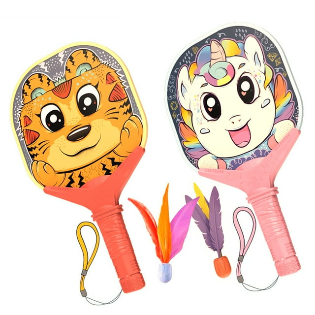 2PCS Pickleball Paddles Cute Beach Paddle Racket Game Set with Shuttlecocks