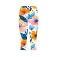 thumbnail image 5 of uublik Plus Size Womens Capris Floral Print Stretchy Cozy Cropped Pants Lightweight Soft Lounge Pajamas Slim Fit Pants Multicolor XXL, 5 of 5