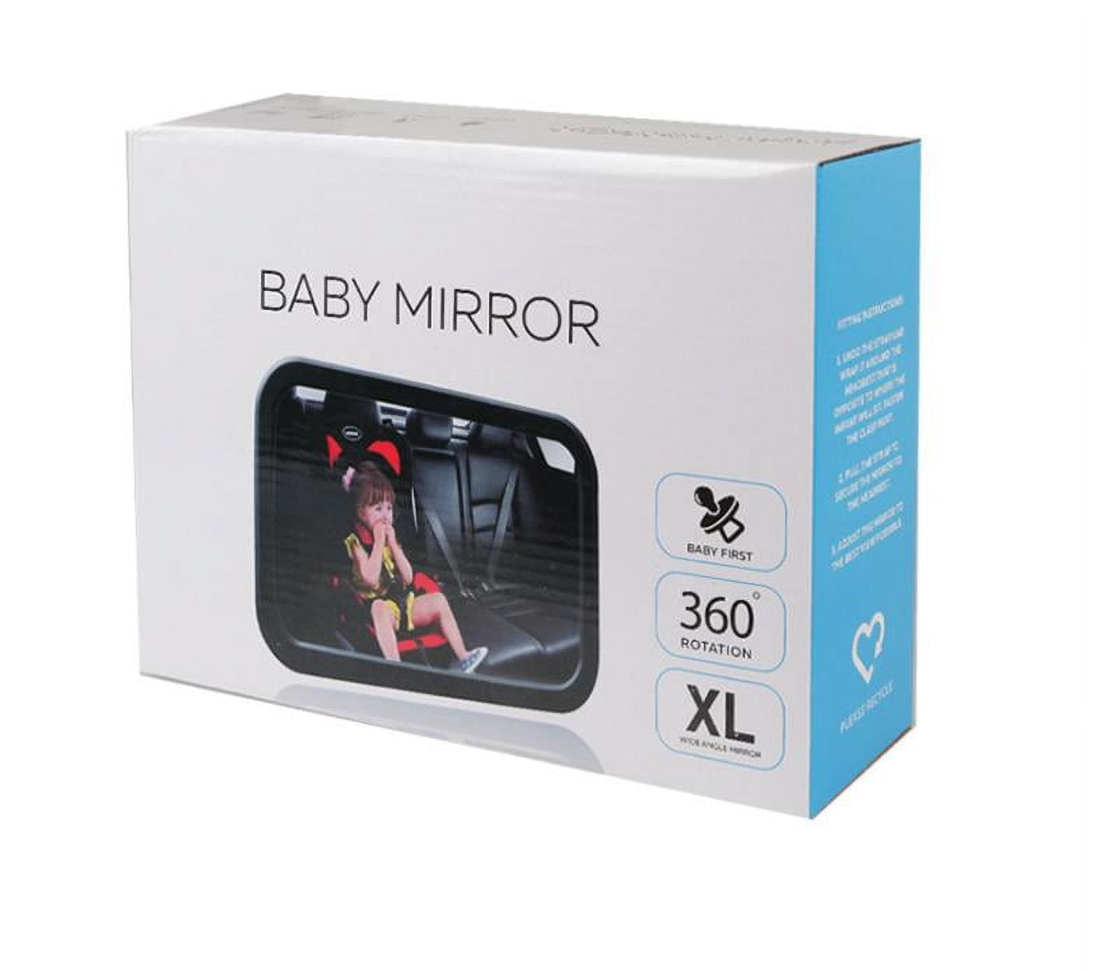Necano Baby Car Mirror, Car Mirror Baby Rear Facing Seat, Mirror For Baby Car Seat Rear Facing, Baby Mirror For Car, Very Wide Crystal Clear View, Shatterproof Glass, Fully Assembled
