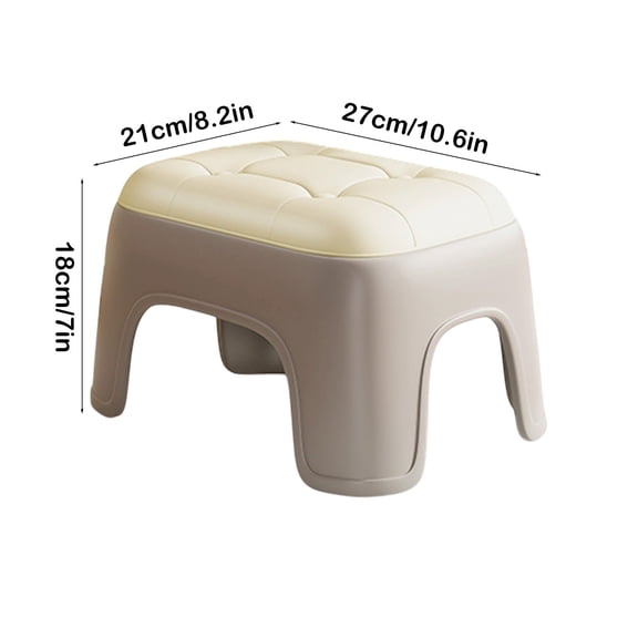 Rkxzt Plastic Imitation Leather Small Square Stool,Plastic Stacking Stool with Leatherette Seat 8.2x10.6x7in Small Portable Stool for Living Room Bathroom