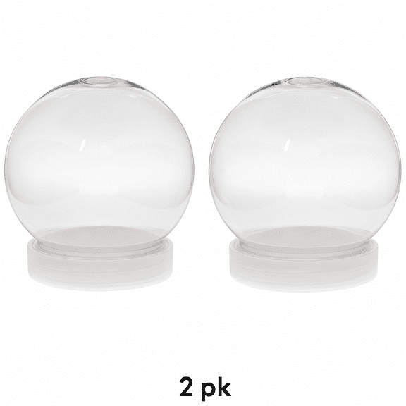 Clear Shatterproof DIY Snow Globe with Base 4 inch – Craft & Holiday Decoration (2 Pack)