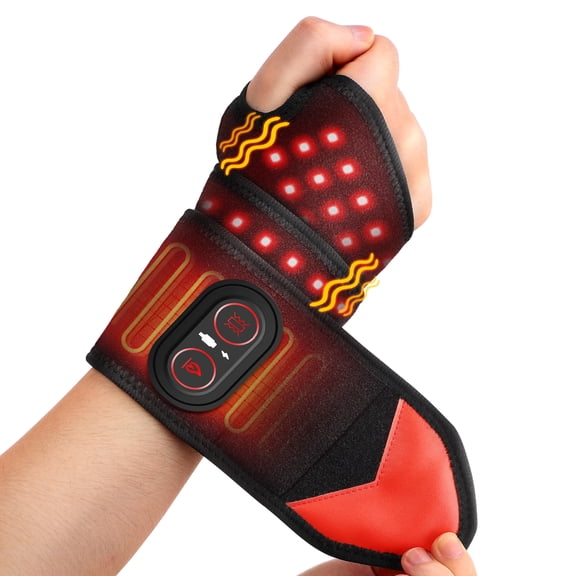Cordless Wrist Heating Pad Wrap, Heated Wrist Brace with Vibration, Hand Wrist Massager for Carpal Tunnel, 3 Heats and Vibrations Modes, Heating Pad for Wrist, Hand, Knee, Elbow, Ankle