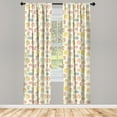 thumbnail image 3 of Ambesonne Hedgehog Curtains, Dotted Floral Striped, Pair of 28"x95", Multicolor, 3 of 5