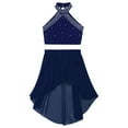 thumbnail image 4 of LiiYii Lyrical Dance Dress for Girls Latin Jazz Dance Costume Gymnastics Outfits Crop Tops with Skirt Set Navy Blue 14, 4 of 6