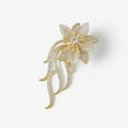 thumbnail image 2 of Gold Tone Floral Brooch with Crystal Rhinestones and Pearl Petals - One Size Fits Most, Gold, 2 of 6