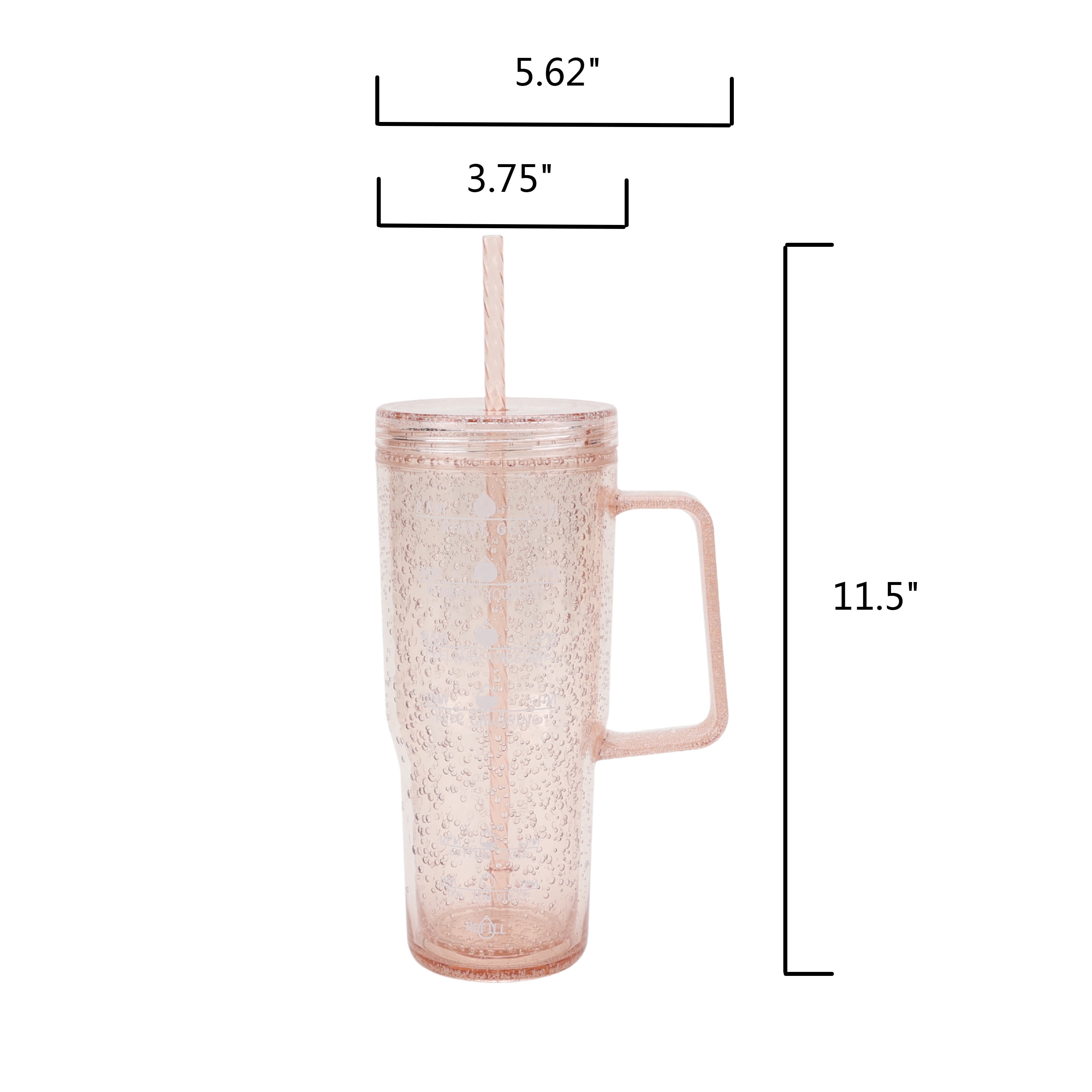 Mainstays 30 oz Pink Bubble Pattern Tumbler with Handle