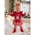 thumbnail image 5 of Loicainy Infant Baby Girl Christmas Outfit 3 6 9 12 18 Months Letters Romper with Plaid Shorts Headband Socks Clothes Set, 5 of 9