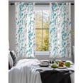 thumbnail image 3 of Teal Blue Grey Botanical Sheer Curtains 45 Inch Length 2 Panels Set for Living Room/Bedroom, Spring Floral Summer Farmhouse Kitchen Curtains Grommet Semi-Sheer Curtains Window Treatments 42"x45"x2, 3 of 7