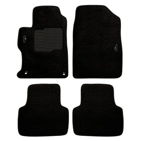 Carpet Floor Mats for 2012 to 2015 Honda Civic with Anti Slip Heel Pad and Safety Locks - Front and Rear - Black - ecoMats