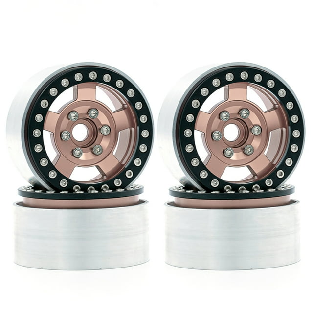 Yeacher Jantes de Roue en Alliage d'Aluminium, Jantes de Roue à Perle, Moyeu, 4 Pcs, Remplacement pour Axial TRX4 1/10