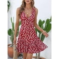 thumbnail image 2 of Women's 2025 New Summer Sleeveless Sexy Wrap V Neck Floral Sundress Mini Dress, 2 of 10