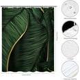thumbnail image 2 of Tropical Palm Leaf Shower Curtain Dark Green Golden Banana Leaves Bathroom Tropical Jungle Palm Tree Hawaiian Bathroom Decor Set with12 Hooks 72x72 inches (A), 2 of 6