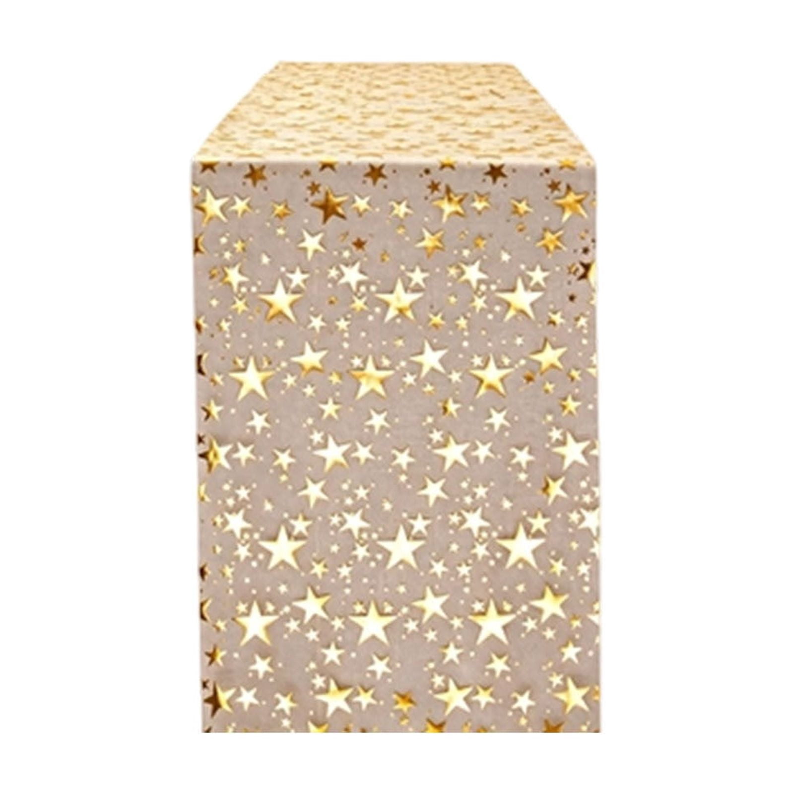 10Pcs Gold Star Table Runner, Fufafayo Gold Star Table Runner, Transparent Mesh Tablecloth For Wedding Party Birthday Holiday Decor, Elegant Polyester Table Cover For Dining Table, Buffet Table or