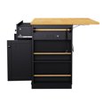 thumbnail image 2 of 53inch Large Kitchen Island with Drop Leaf, Power Outlet, Door Internal Storage Rack, Rolling Kitchen Cart on 5 Wheels with 5 Open Side Racks for Kitchen, Dining Room,Black(Not include bar stools), 2 of 14