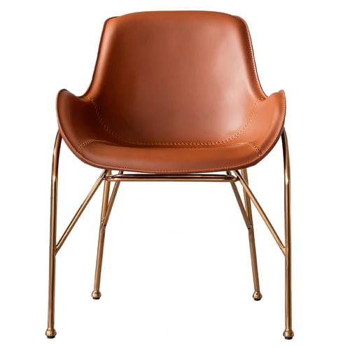 Silla Florencia Gold Polipiel Chocolate Metal Dorado