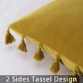 thumbnail image 5 of Soft Velvet Throw Pillowcovers 12×20 Set of 2 Pillow Cases Velvet Rectangular Pillow Covers with Tassels Lumbar Cushion Case, Cream, 12"×20", Set of 2, 5 of 9
