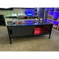thumbnail image 5 of Bestier LED Coffee Table with Glass Top for Living Room, Center Tea Table with Storage in Grey, 5 of 11