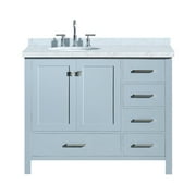 ARIEL CAMBRIDGE 43 IN. LEFT OFFSET SINGLE OVAL SINK VANITY IN GREY