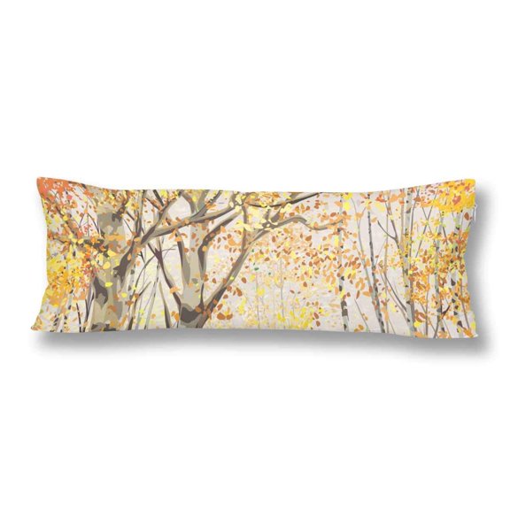 ABPHOTO Autumn Time Birch Grove Body Pillow Covers Pillowcase 20x60 inch Fall Forest Birch Tree Body Pillow Case Protector