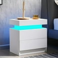 thumbnail image 6 of GZXS Modern Nightstand with LED Lighting Stripe, White Bedside Table with 2 Drawers, for Compact Space, Home Storage, 6 of 6