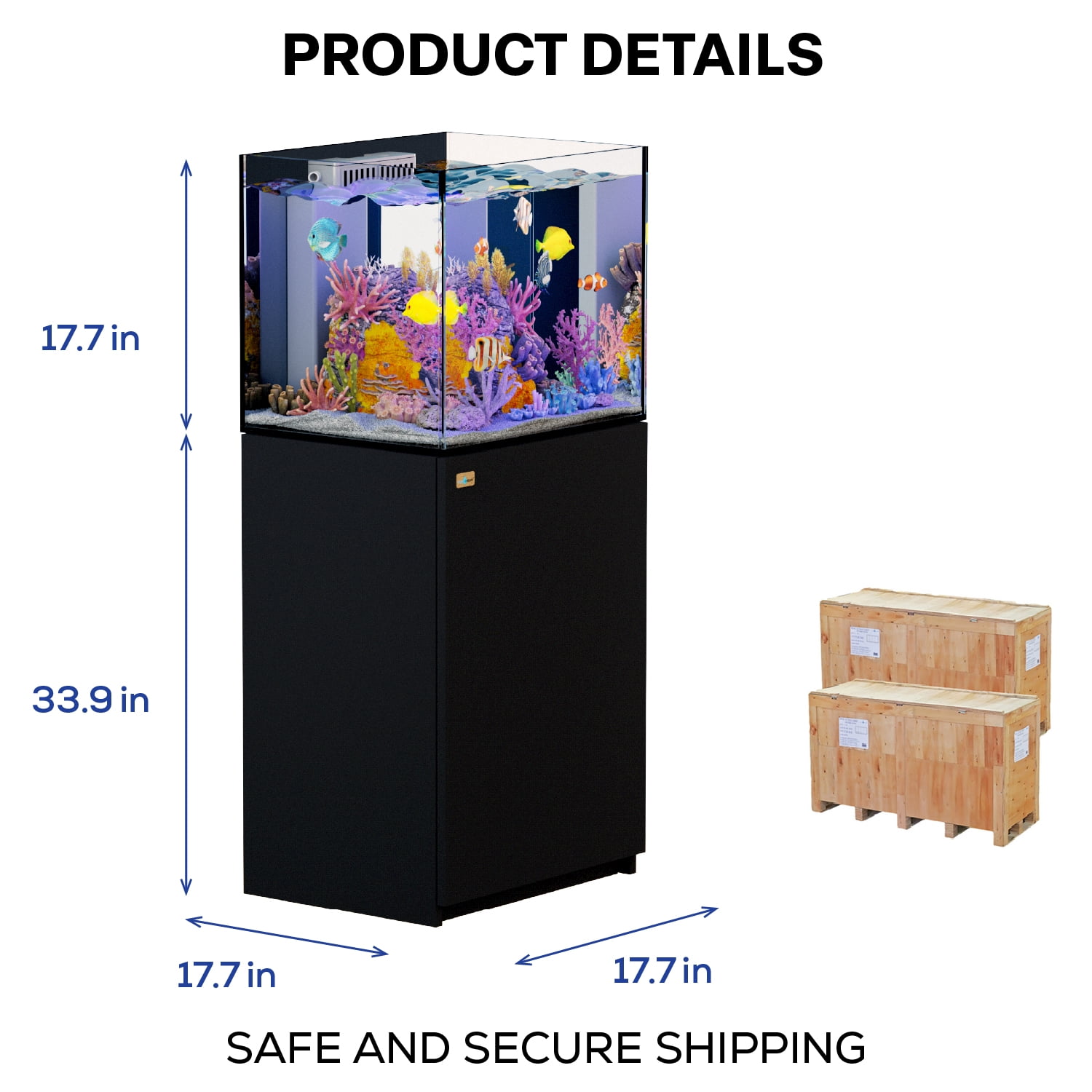 37 Gallon Coral Reef Aquarium Fish Tank Ultra Clear Glass with Sump Black