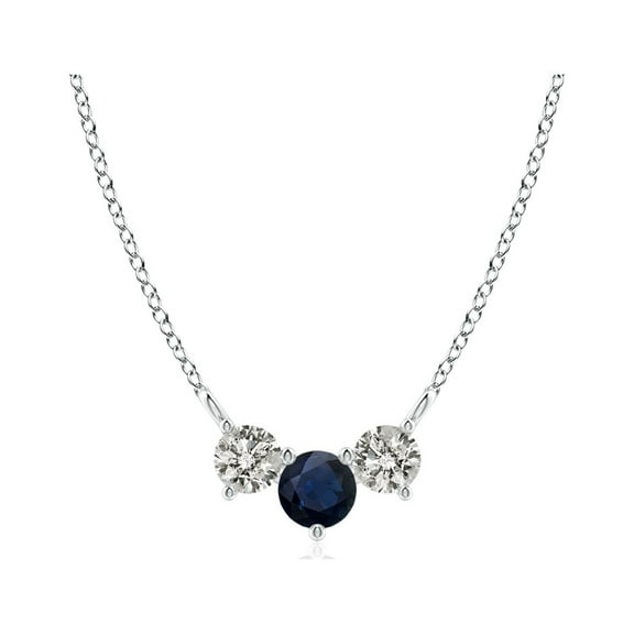 ANGARA Natural Classic Sapphire and Diamond Necklace in 14K White Gold for Women (Size-4mm) | September Birthstone, Birthday, Anniversary, Jewelry Gift for Women | Natural Blue Sapphire Necklace